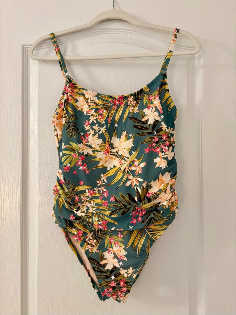 Kona Sol Open Back One-Piece Swimsuit - Teal Floral